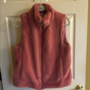 J-Crew Fuzzy Zip-Up Vest Gold Hardware M